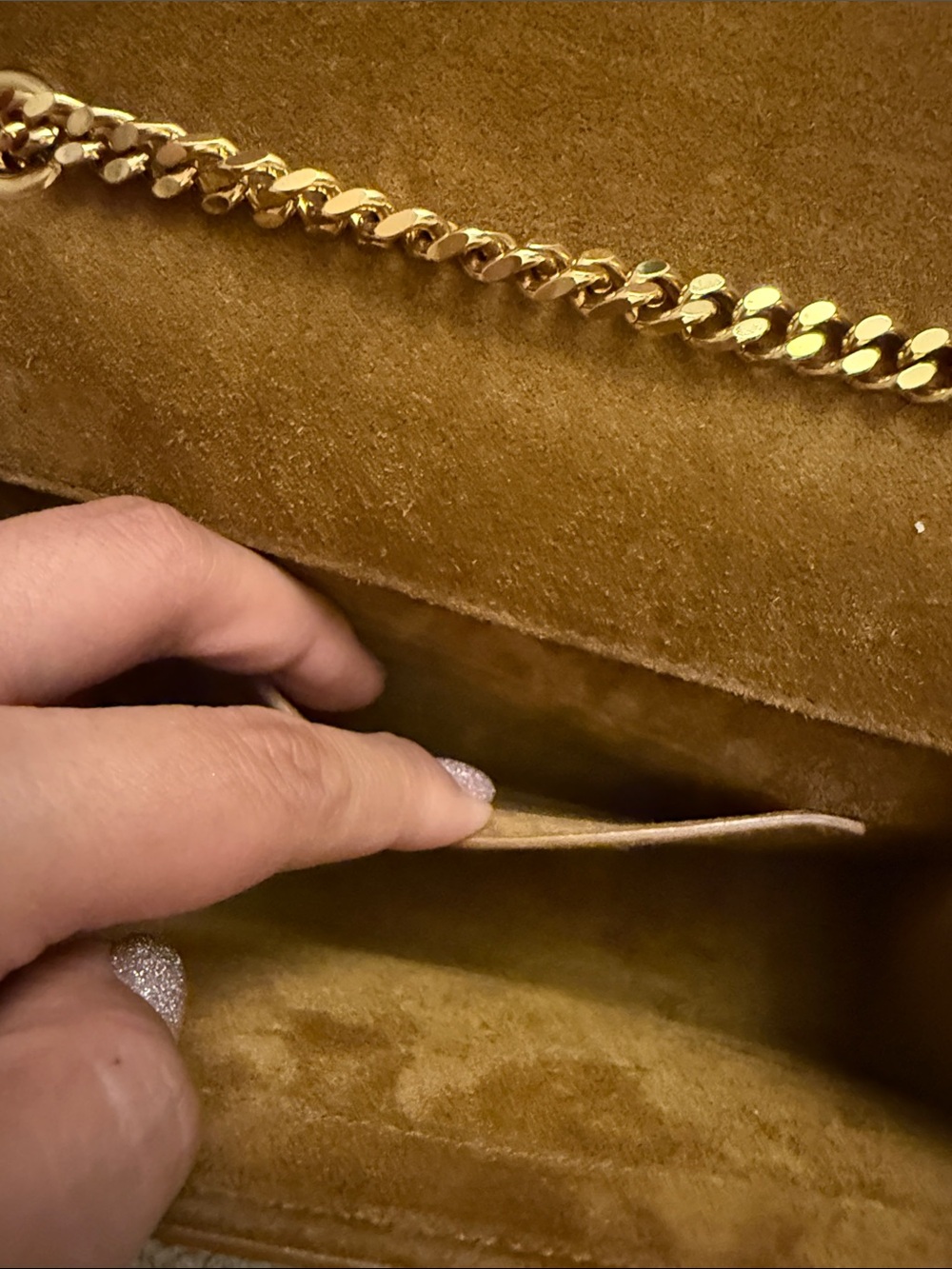 Saint Laurent Brown Suede Fringe Shoulder Bag with Gold YSL Hardware - Picture 16 of 17